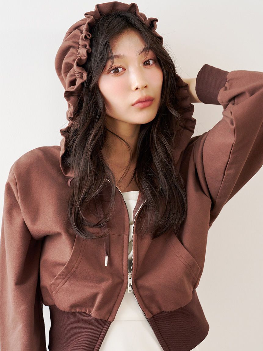 LILY BROWN「フリルショートフーディー」|パーカー|BRW