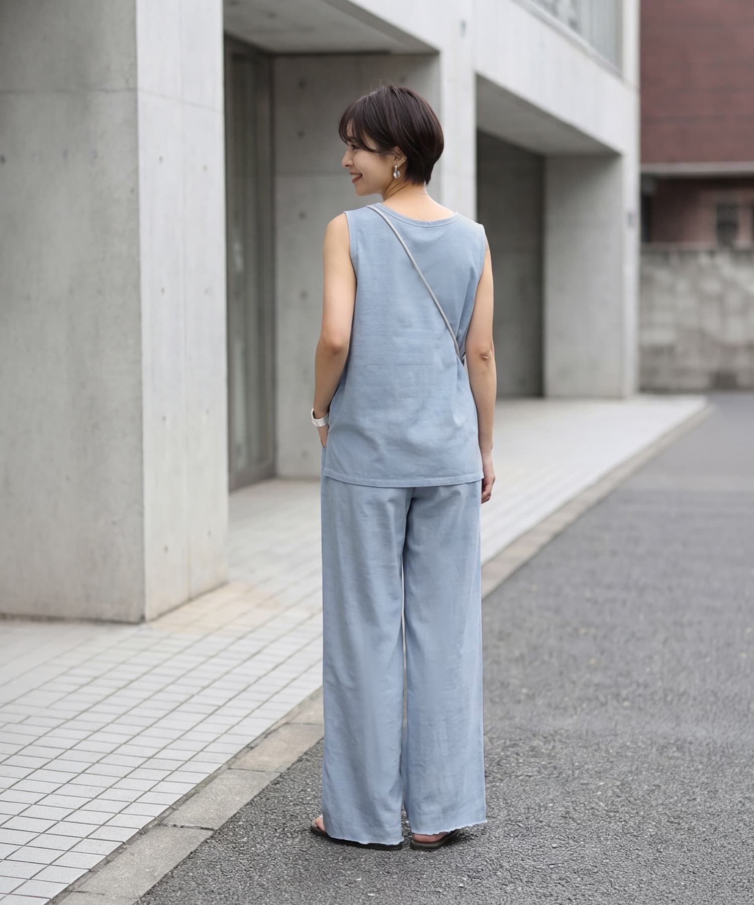 STYLE DELI「裾カットできる【セットアップ対応】綿100イージーパンツ」|スラックス|