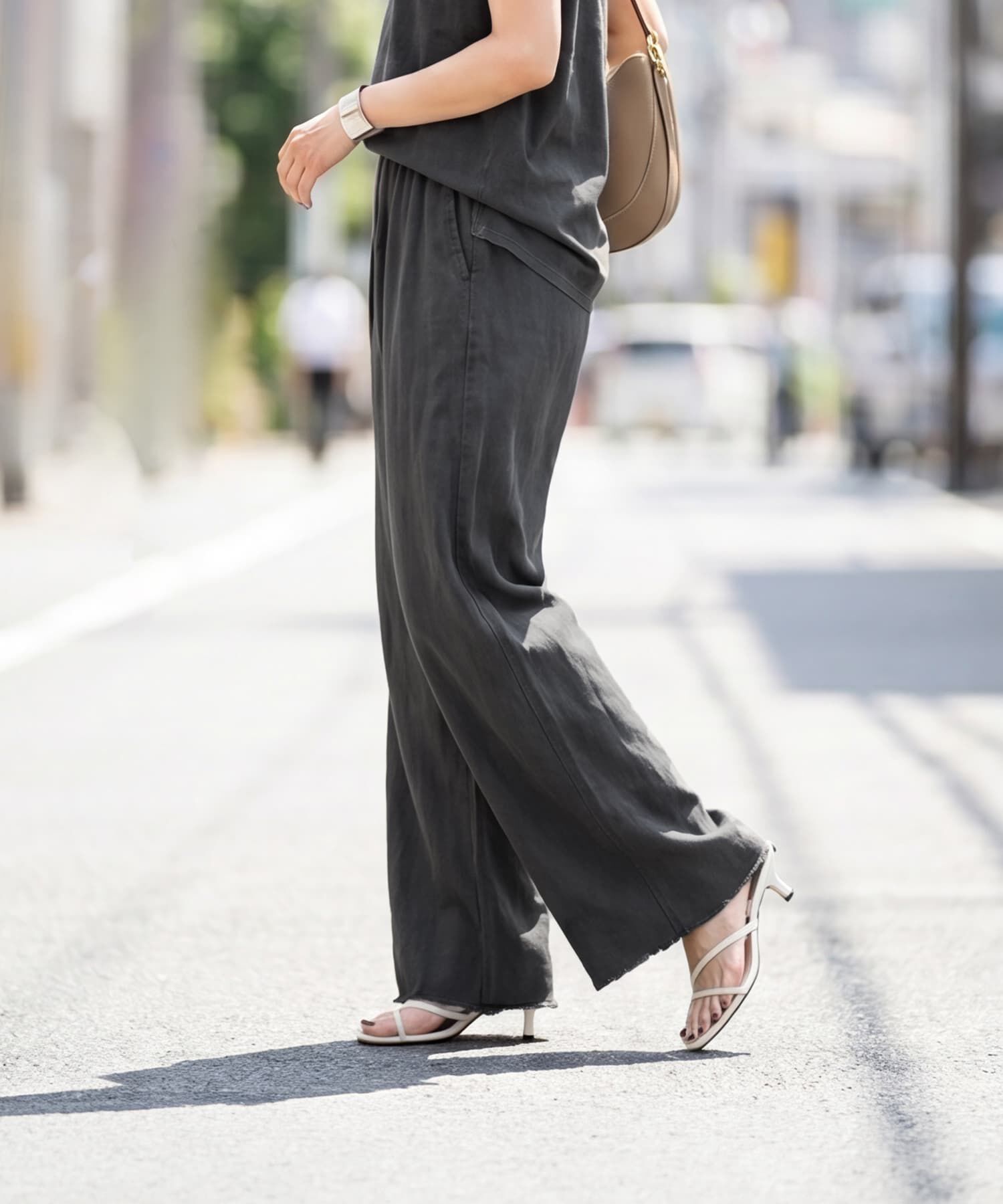 STYLE DELI「裾カットできる【セットアップ対応】綿100イージーパンツ」|スラックス|