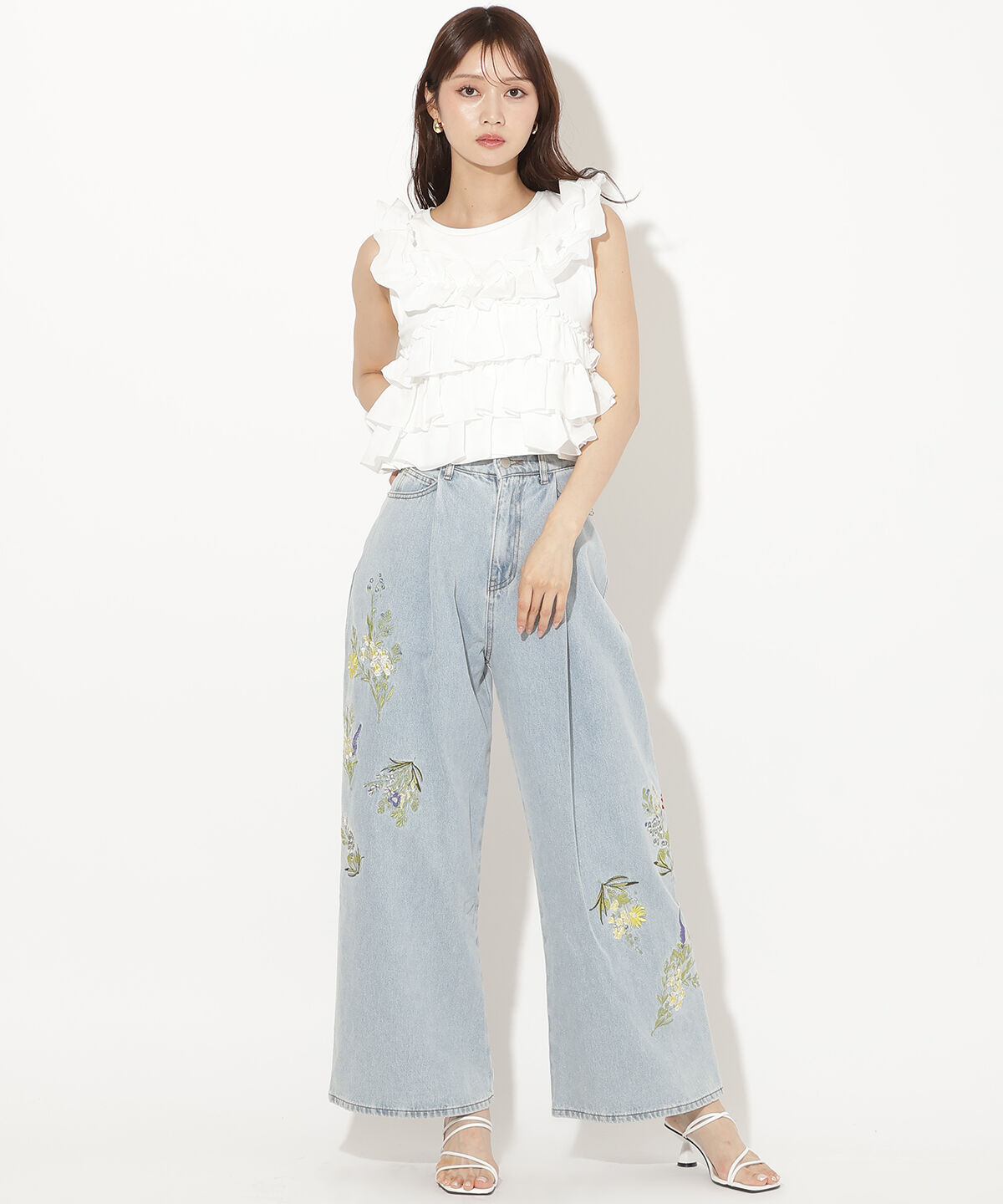 アンドクチュール「ティアードフリルコンビノースリーブＴシャツ」|Tシャツ・カットソー|