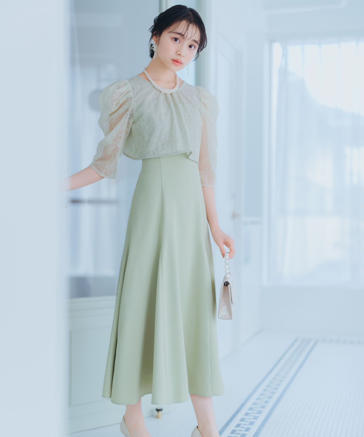 WILLSELECTION「スパンコールレースブラウス&times;マーメイドワンピース」|ドレス|ミント