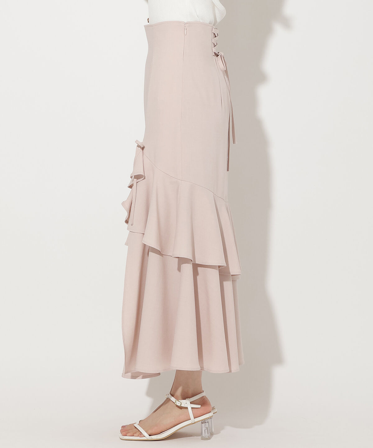 WILLSELECTION「スリットデザインラッフルリボンスカート」|フレア|