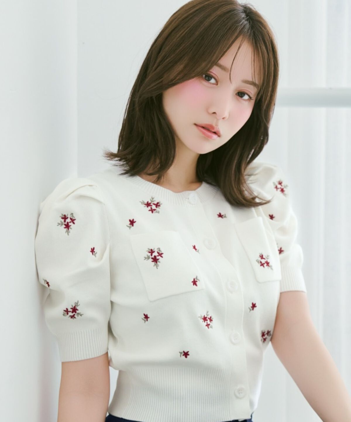 WILLSELECTION「小花刺繍タックスリーブカーディガン」|カーディガン|