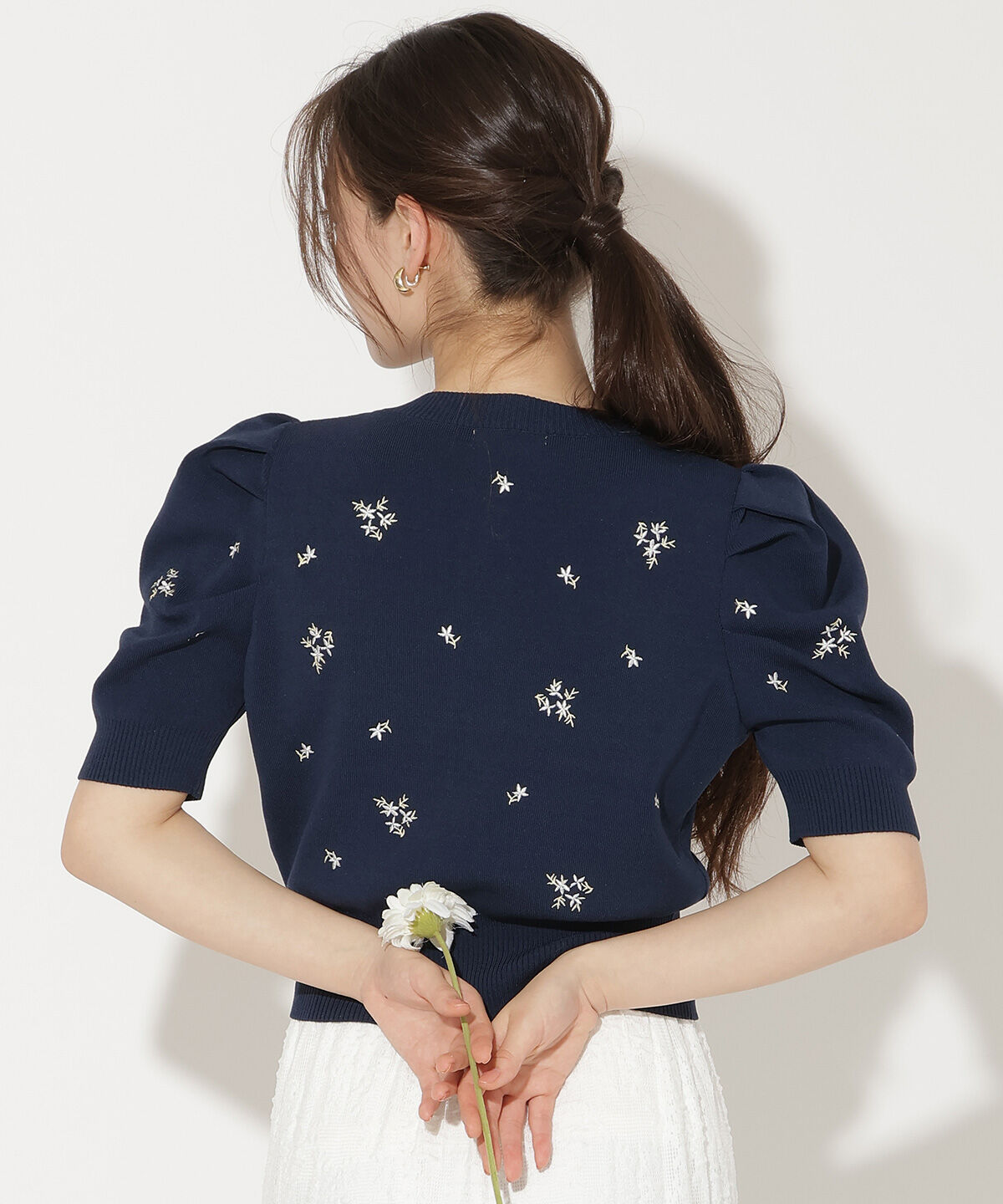 WILLSELECTION「小花刺繍タックスリーブカーディガン」|カーディガン|