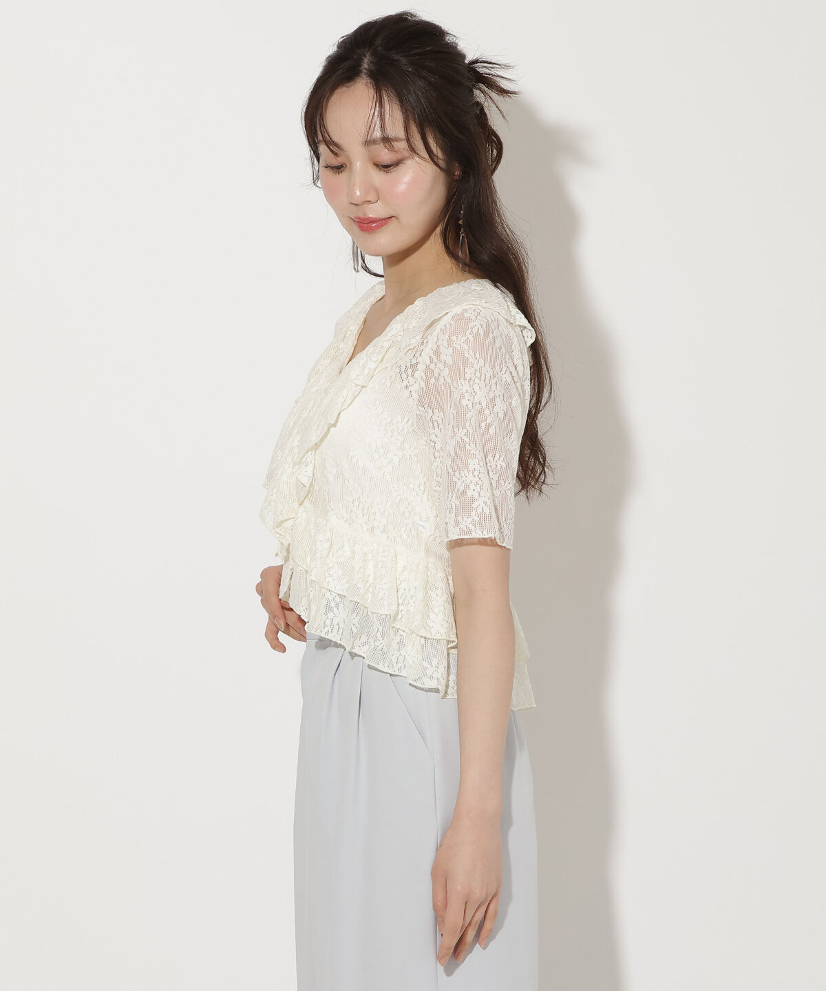 WILLSELECTION「レースラッフルフリルトップス」|Tシャツ・カットソー|