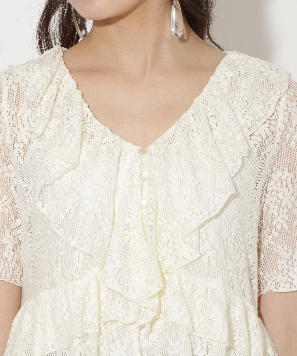 WILLSELECTION「レースラッフルフリルトップス」|Tシャツ・カットソー|