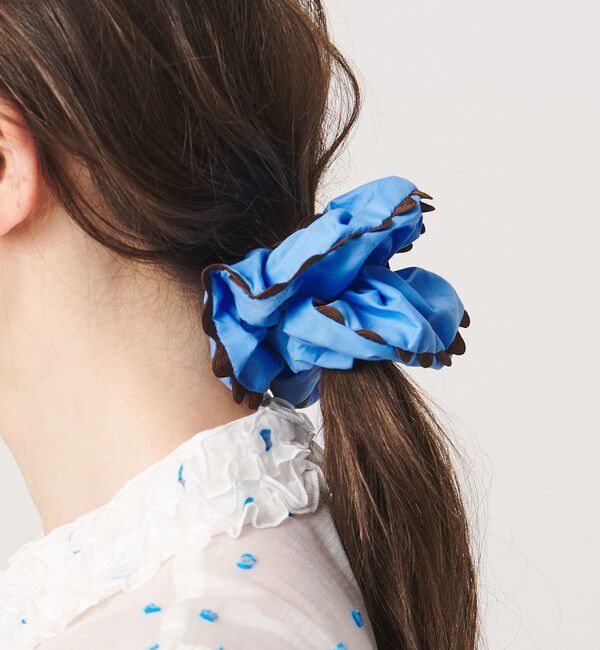 UNITED ARROWS「バイカラー パイピング シュシュ」|ヘアゴム・シュシュ|LT.BLUE
