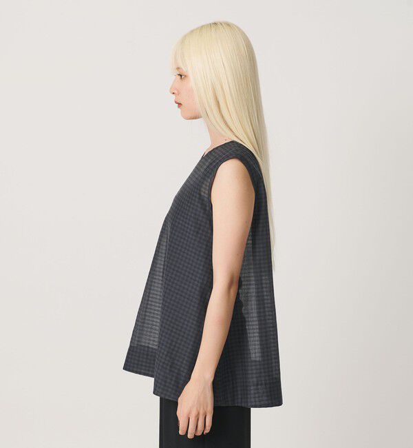 BEAUTY&YOUTH UNITED ARROWS「コットンシルク シアーチェック ノースリーブ ブラウス」|シャツ・ブラウス|