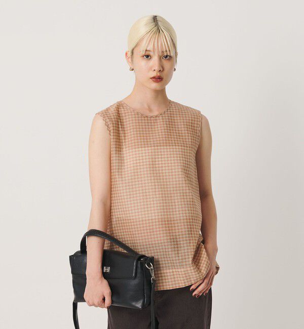 BEAUTY&YOUTH UNITED ARROWS「コットンシルク シアーチェック ノースリーブ ブラウス」|シャツ・ブラウス|
