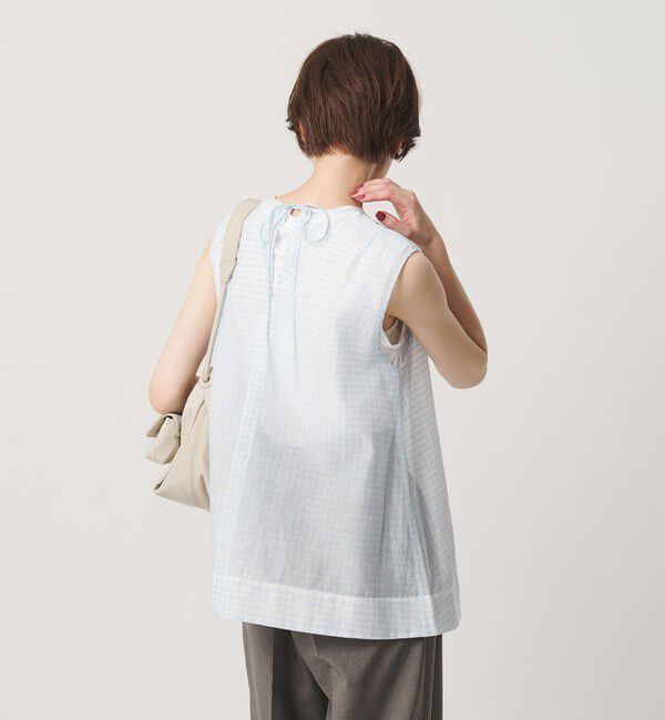 BEAUTY&YOUTH UNITED ARROWS「コットンシルク シアーチェック ノースリーブ ブラウス」|シャツ・ブラウス|