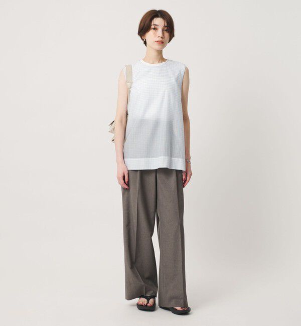 BEAUTY&YOUTH UNITED ARROWS「コットンシルク シアーチェック ノースリーブ ブラウス」|シャツ・ブラウス|