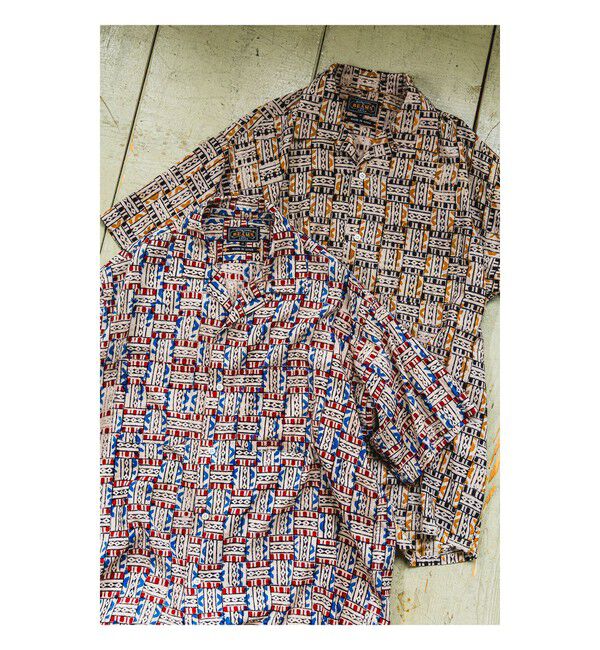 BEAMS PLUS「Open Collar Block Print ③」|シャツ・ブラウス|