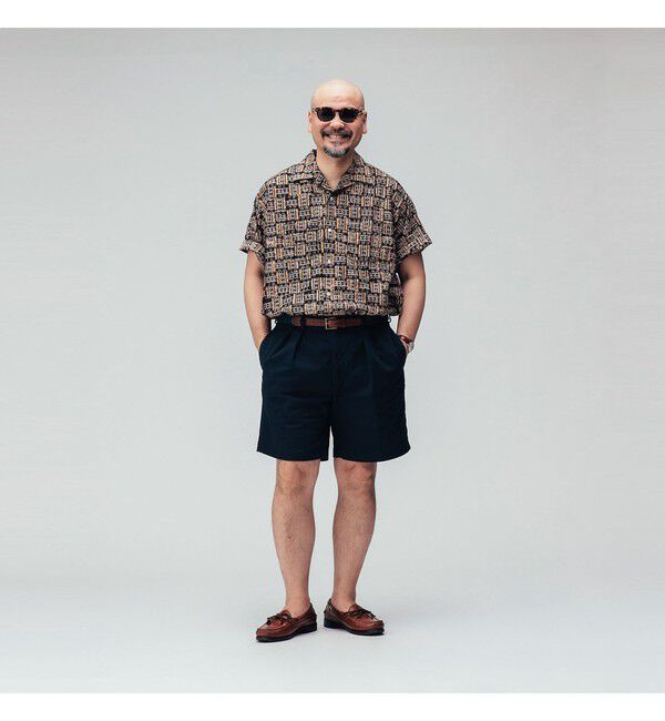 BEAMS PLUS「Open Collar Block Print ③」|シャツ・ブラウス|