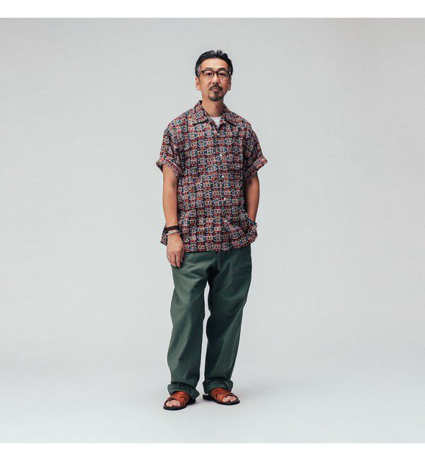 BEAMS PLUS「Open Collar Block Print ③」|シャツ・ブラウス|