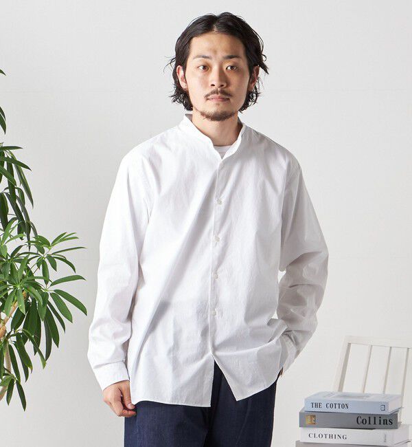 SHIPS any「SHIPS any:〈洗濯機可能〉ストライプ / ソリッド リラックス バンドカラー シャツ 26AW◆」|シャツ・ブラウス|
