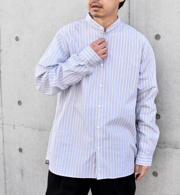 SHIPS any「SHIPS any:〈洗濯機可能〉ストライプ / ソリッド リラックス バンドカラー シャツ 26AW◆」|シャツ・ブラウス|