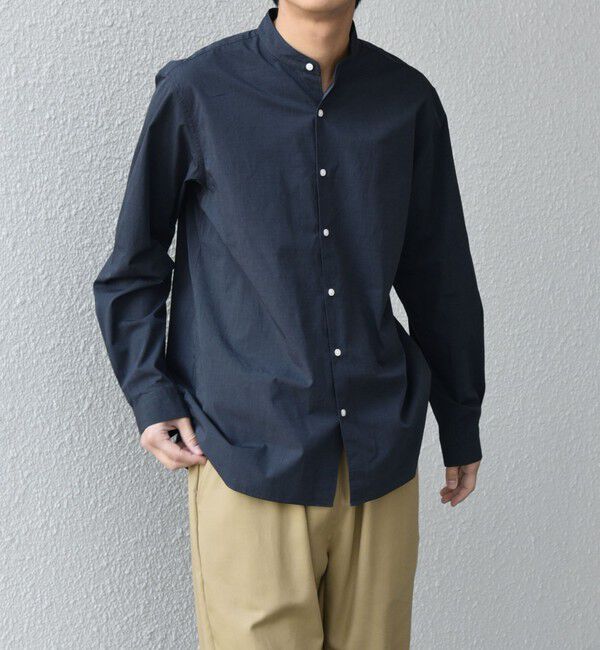 SHIPS any「SHIPS any:〈洗濯機可能〉ストライプ / ソリッド リラックス バンドカラー シャツ 26AW◆」|シャツ・ブラウス|グレー系