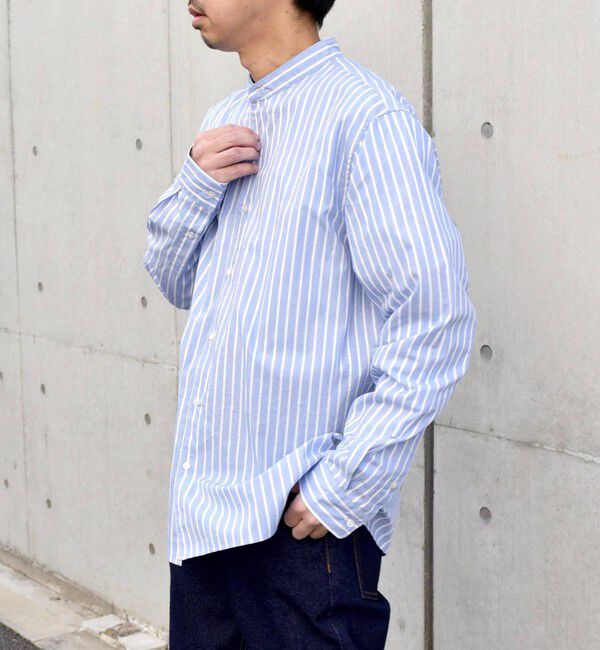 SHIPS any「SHIPS any:〈洗濯機可能〉ストライプ / ソリッド リラックス バンドカラー シャツ 26AW◆」|シャツ・ブラウス|