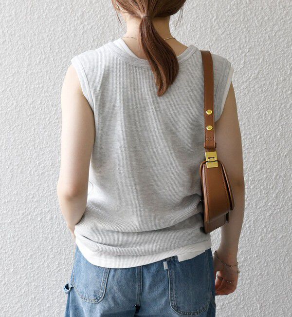 SHIPS any「SHIPS any:〈洗濯機可能〉ワッフル ヘンリーネック 2WAY ノースリーブ TEE」|タンクトップ|