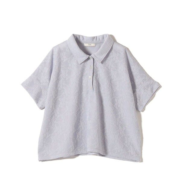SHIPS for women「【WEB限定】〈手洗い可能〉シアー ジャカード ポロ 襟 ショート スリーブ プルオーバー」|ポロシャツ|
