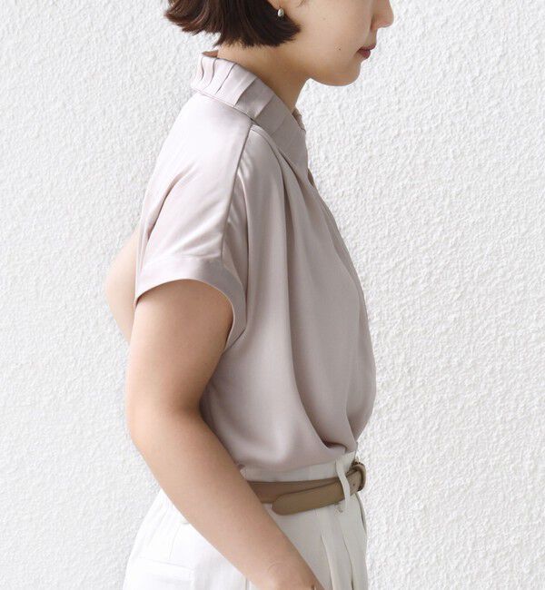 SHIPS for women「〈手洗い可能〉サテン 襟 タック デザイン ブラウス」|シャツ・ブラウス|