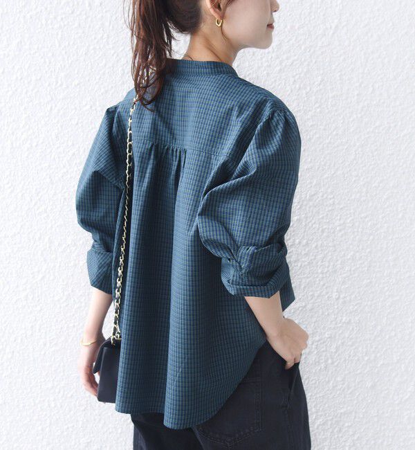 SHIPS for women「《追加予約》【WEB限定】〈手洗い可能〉チェック フリル ロングスリーブ シャツ（グリーン）」|シャツ・ブラウス|