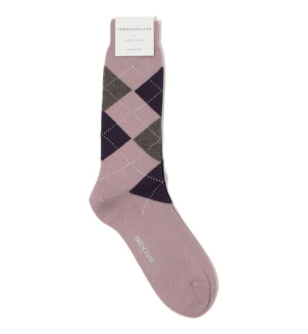 TOMORROWLAND GOODS「BRESCIANI ウールナイロン アーガイルソックス」|ソックス|74 パープル系