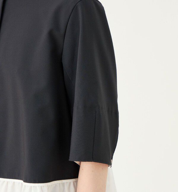 Ballsey「フラットストレッチコンビ ペプラムフリルプルオーバー」|シャツ・ブラウス|