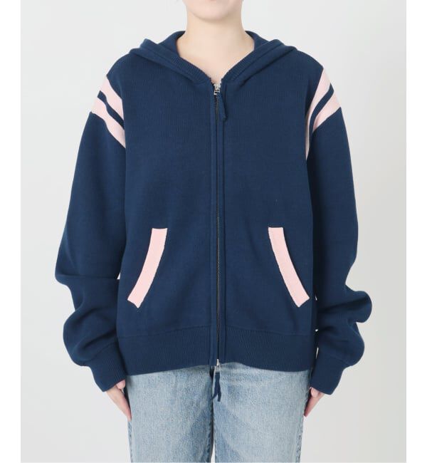 JOINT WORKS「≪予約≫カーブライン ジップ ニット フーディー / J Curved Line Zip Knit Hoodie」|ニット・セーター|