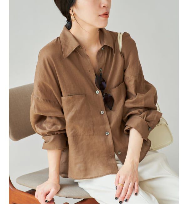 Plage「《追加》RAMIE LYOCELL CROPPED シャツ 2」|シャツ・ブラウス|ブラウン