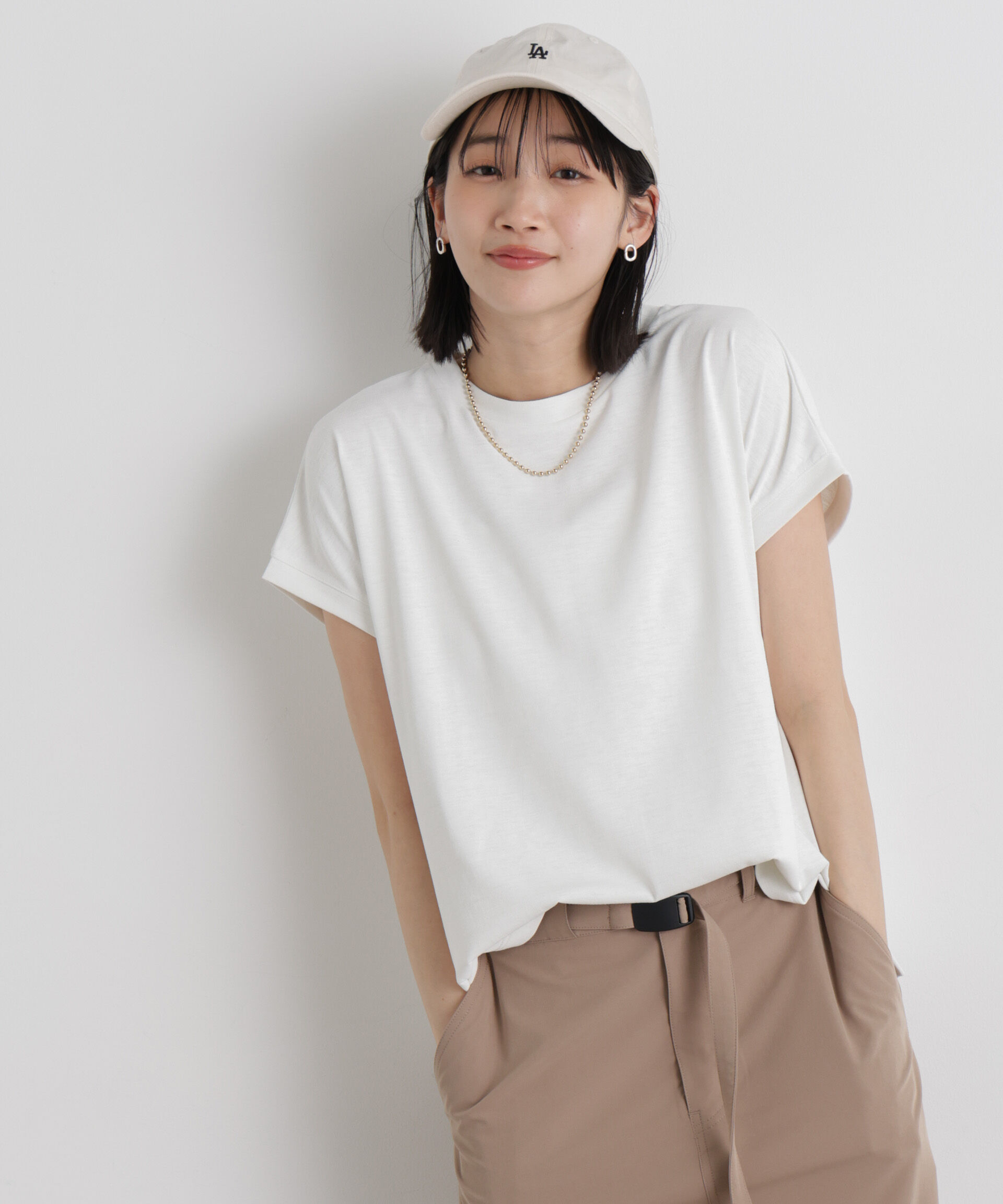 NANO universe「汗隠糸加工&多彩機能カットソー素材 ドルマンフレンチトップス」|Tシャツ・カットソー|