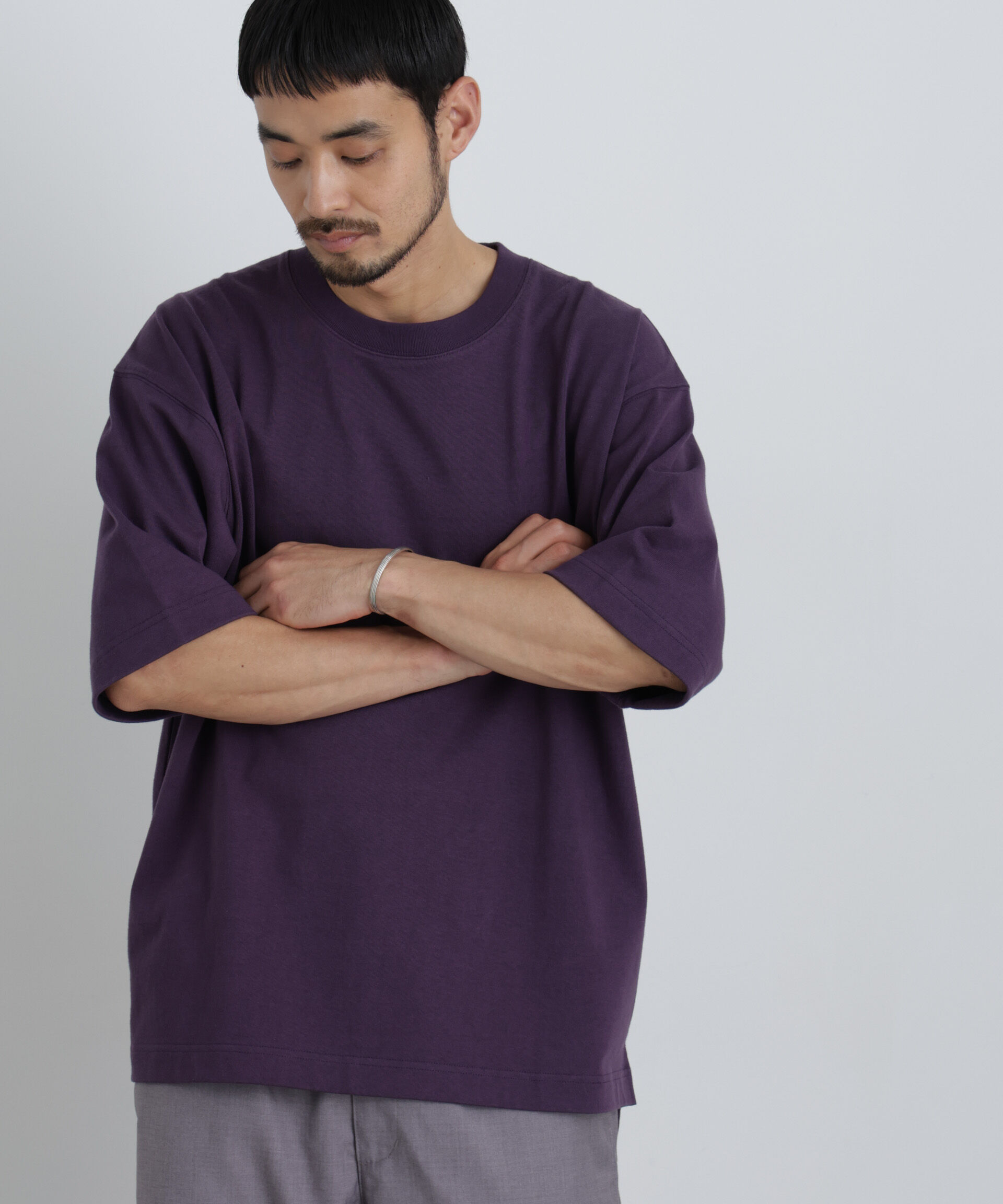 NANO universe「ヘビーウェイトカラーTシャツ 半袖」|Tシャツ・カットソー|D.パープル2