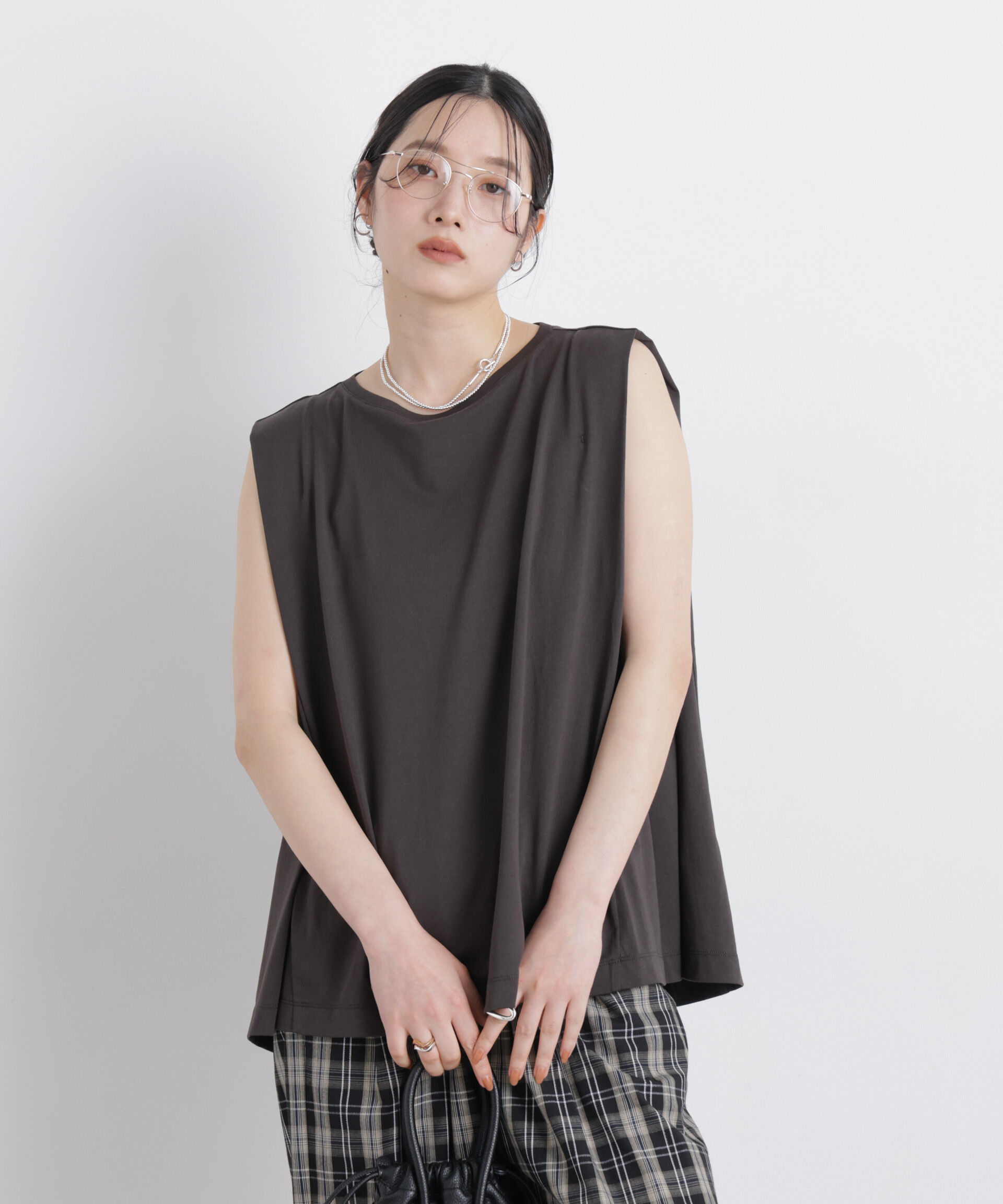 NANO universe「NANOFINE ボックスフレアカットトップス」|Tシャツ・カットソー|