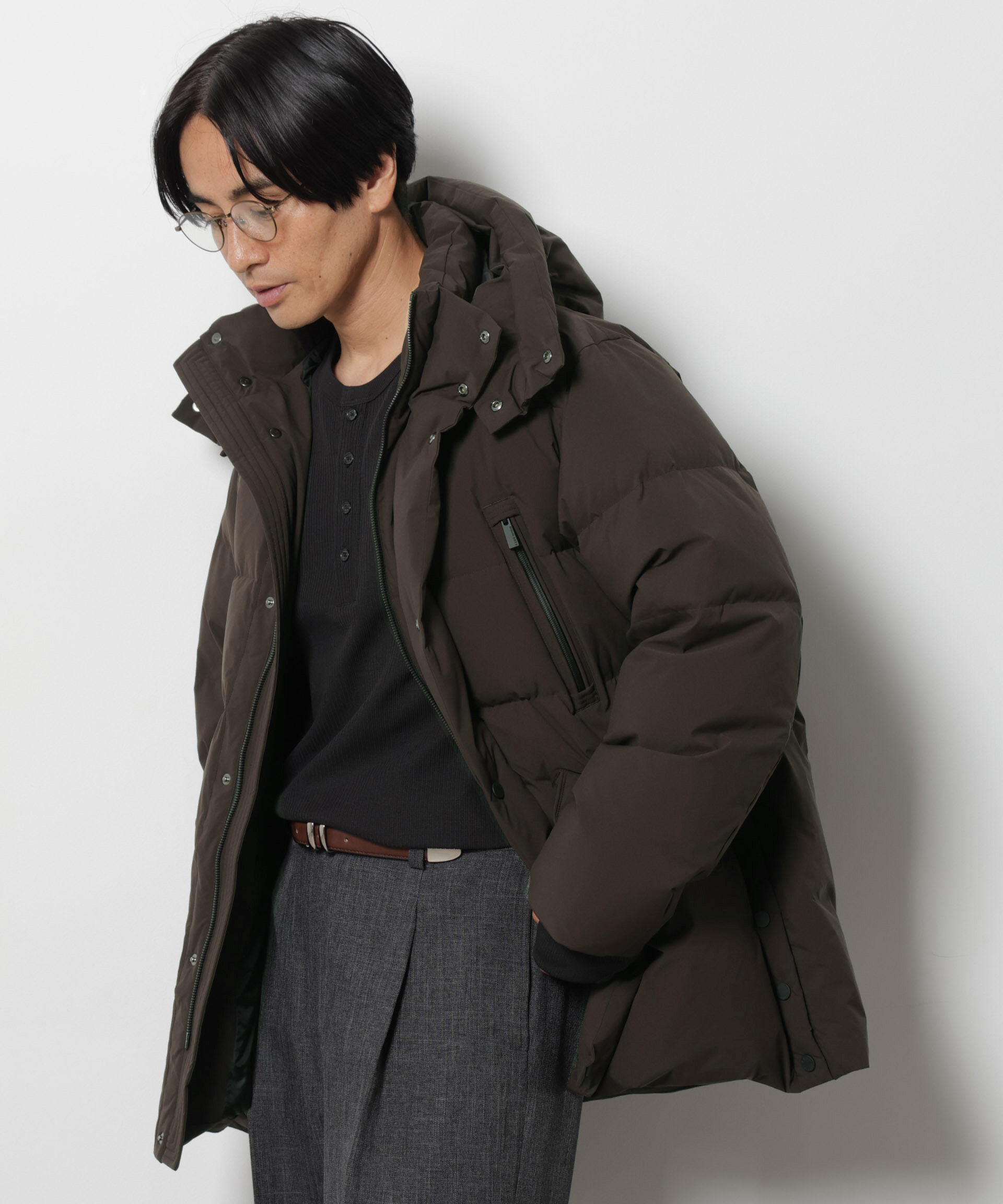 NANO universe「「西川ダウン(R)」SOLOTEX ミドル丈ダウン」|ダウン|