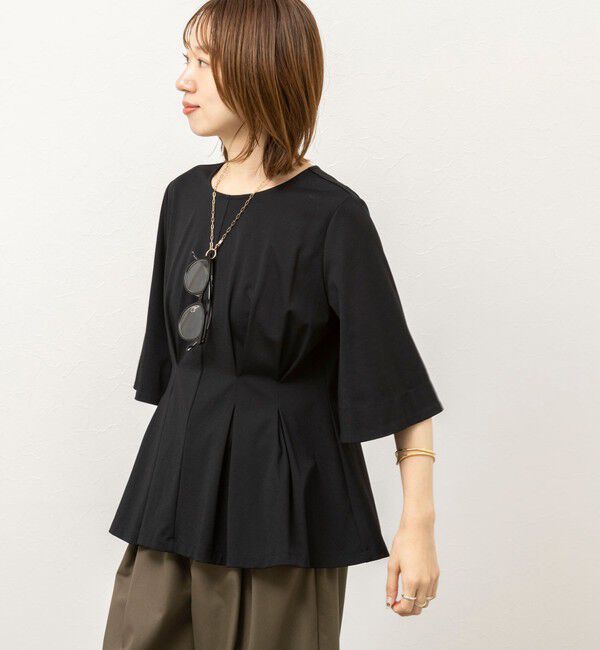 NOLLEY'S「《接触冷感/UVカット》ウォッシャブルハイスペックジャージペプラムプルオーバー」|Tシャツ・カットソー|