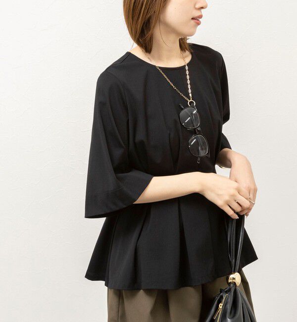 NOLLEY'S「《接触冷感/UVカット》ウォッシャブルハイスペックジャージペプラムプルオーバー」|Tシャツ・カットソー|