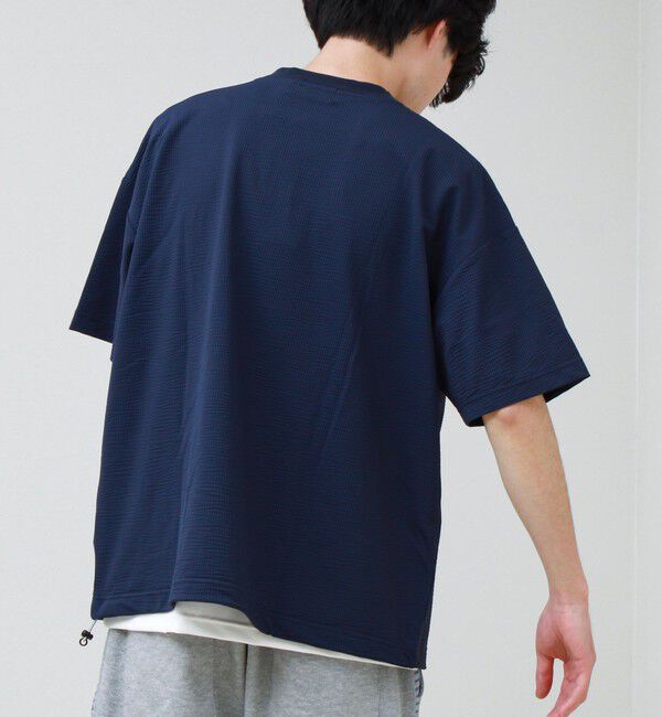 GLOSTER「カットサッカー ハーフジップTシャツ」|Tシャツ・カットソー|