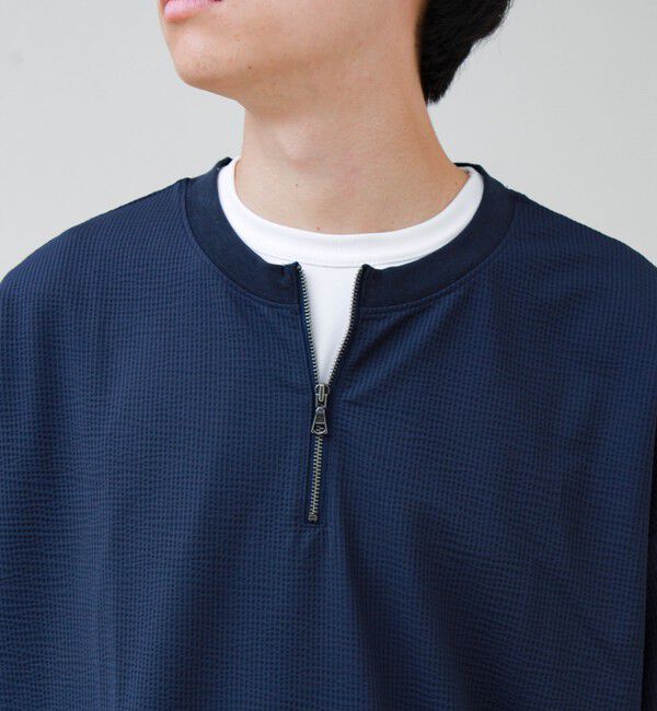 GLOSTER「カットサッカー ハーフジップTシャツ」|Tシャツ・カットソー|