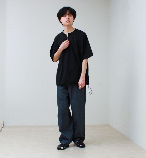 GLOSTER「カットサッカー ハーフジップTシャツ」|Tシャツ・カットソー|