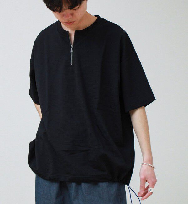 GLOSTER「カットサッカー ハーフジップTシャツ」|Tシャツ・カットソー|