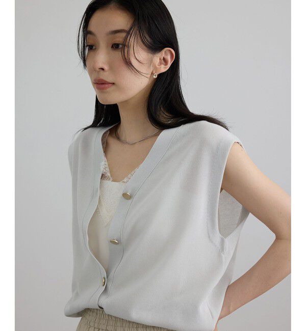 SALON adam et rope'「【WEB限定】ドライタッチメタルボタンニットジレ / ベスト［洗える］」|ベスト・ジレ|グレーサブ(09)
