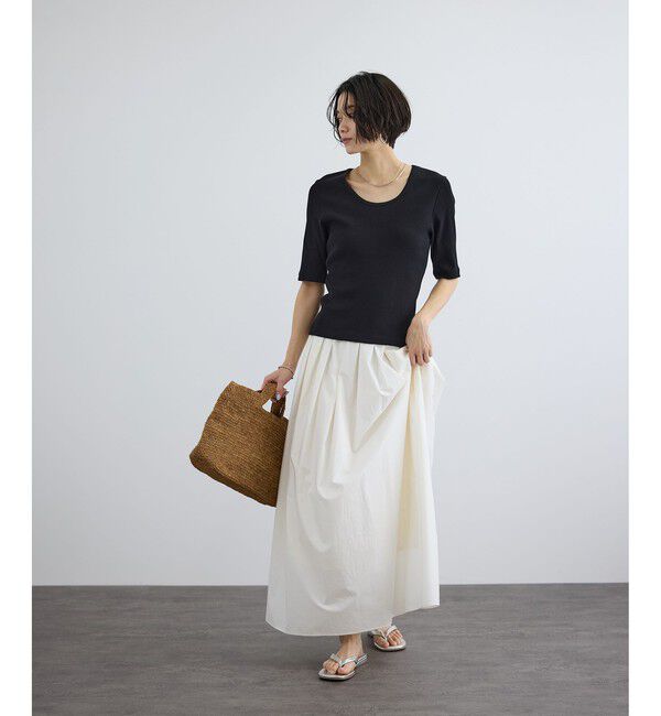 SALON adam et rope'「プリマベールファームリーリブハーフスリーブTシャツ / UVケア・洗える・新色追加」|Tシャツ・カットソー|