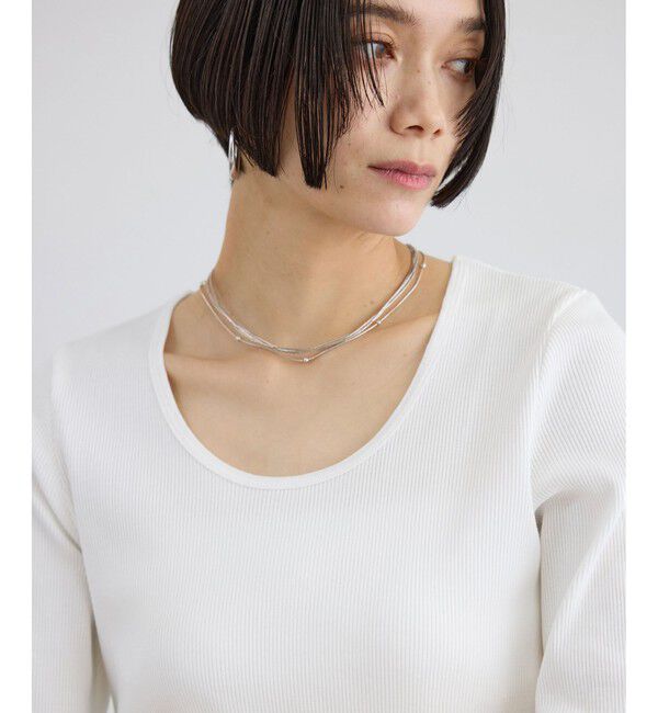 SALON adam et rope'「プリマベールファームリーリブハーフスリーブTシャツ / UVケア・洗える・新色追加」|Tシャツ・カットソー|オフホワイト(15)
