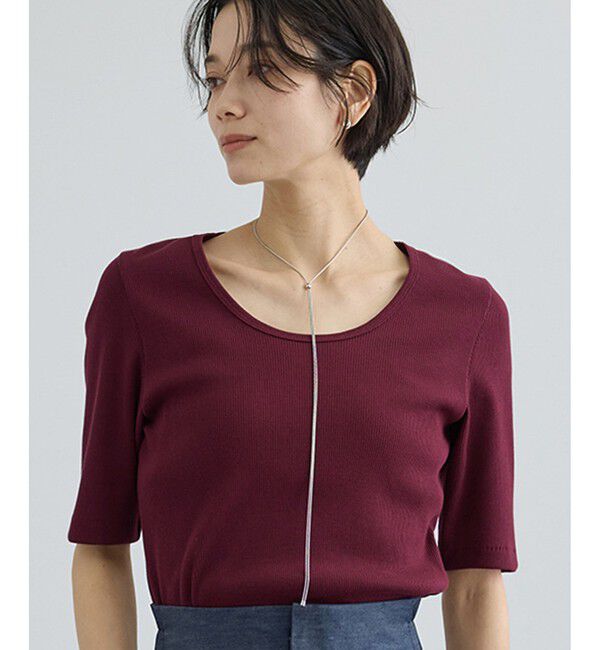 SALON adam et rope'「プリマベールファームリーリブハーフスリーブTシャツ / UVケア・洗える・新色追加」|Tシャツ・カットソー|