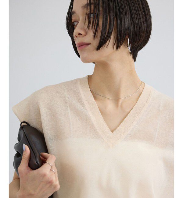 SALON adam et rope'「コットンリネンシアーVネックベスト」|ベスト・ジレ|