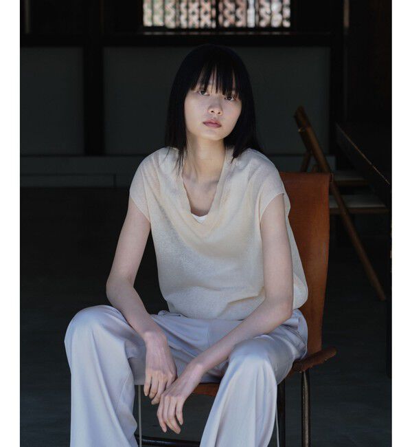 SALON adam et rope'「コットンリネンシアーVネックベスト」|ベスト・ジレ|