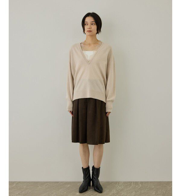 SALON adam et rope'「レースレイヤードVネックプルオーバー」|ニット・セーター|