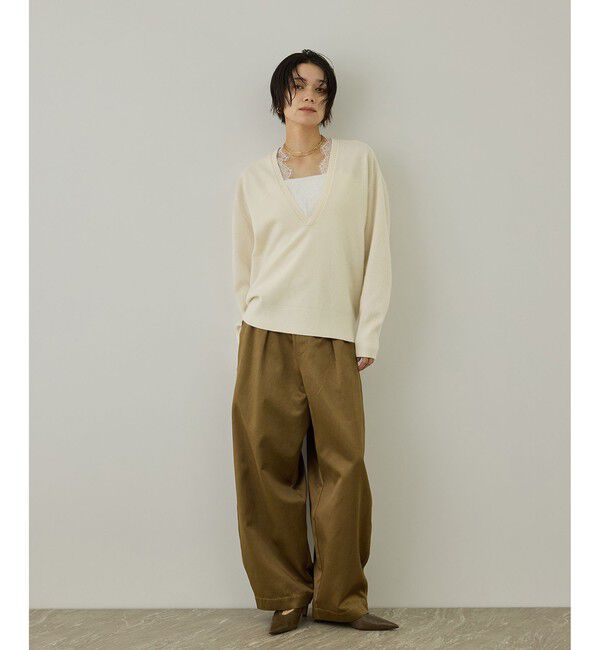 SALON adam et rope'「レースレイヤードVネックプルオーバー」|ニット・セーター|