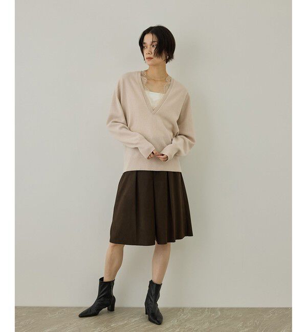 SALON adam et rope'「レースレイヤードVネックプルオーバー」|ニット・セーター|