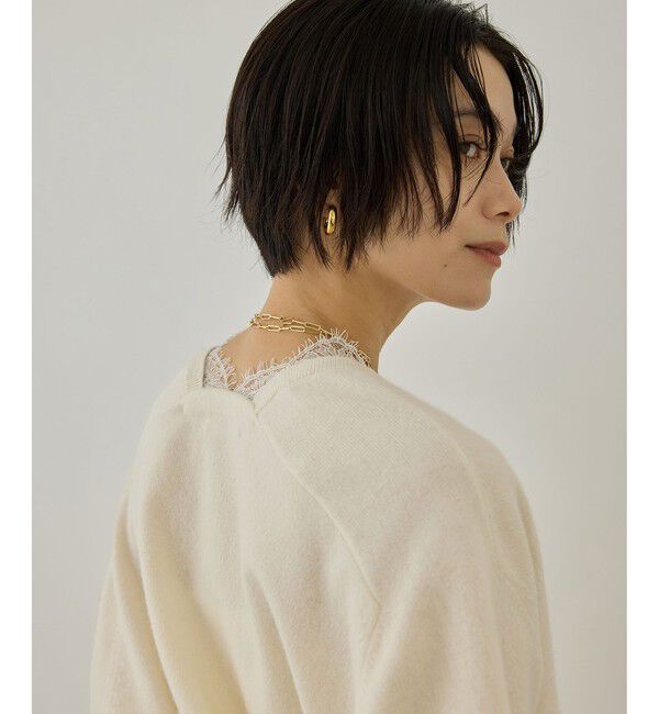 SALON adam et rope'「レースレイヤードVネックプルオーバー」|ニット・セーター|オフホワイト(15)